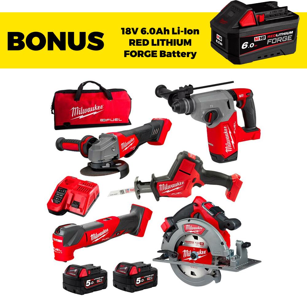 Milwaukee M18FPP5B3502B 18V 5.0Ah Li-ion Cordless 5pce M18 FUEL Power Pack Combo Kit