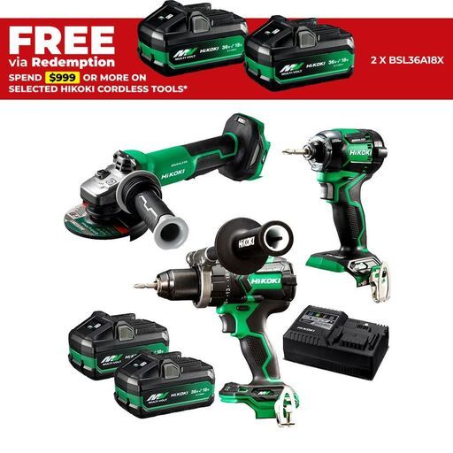 HiKOKI KC36DDBL3(HRZ) 36V 2.5Ah Li-Ion Cordless Brushless 3pce Combo Kit