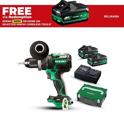 HiKOKI DV36DC(HRZ) 36V 2.5Ah Li-ion Cordless Brushless Driver Drill Combo Kit