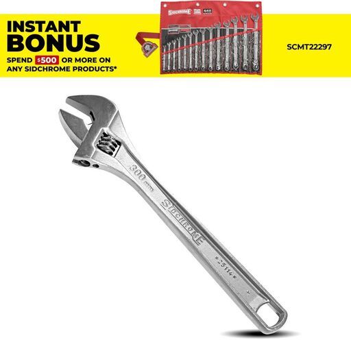 Sidchrome SCMT25114 300mm (12") Premium Chrome Plated Adjustable Wrech