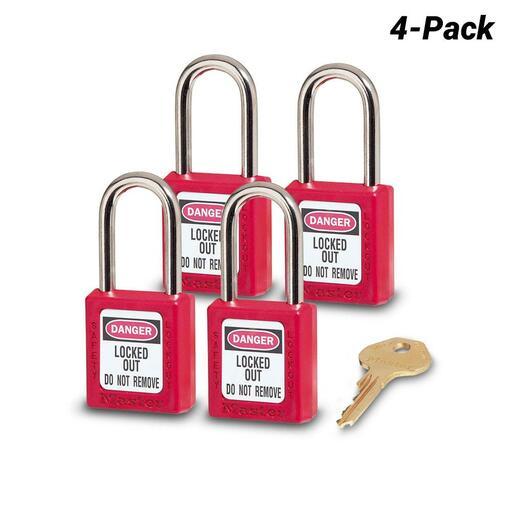 Master Lock 0410REDKA4 4Pack Red Lockout Padlock