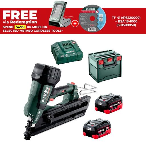 Metabo NFR 18 LTX 90 BL KIT (AU61209000) 18V 5.5Ah Li-ion Cordless Brushless 90mm Nailer Combo Kit