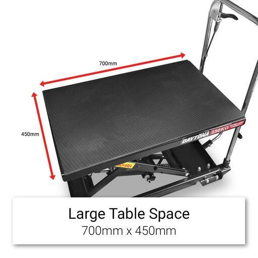 Daytona TP01501 150kg 700mm x 450mm 油圧式シザーリフトテーブル Daytona TP01501 150kg 700mm x 450mm Hydraulic Scissor Lift Table