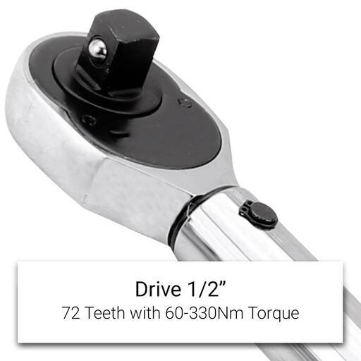 Daytona D12TW330NMW 1/2" Drive 580mm Drive Window Type Torque Wrench 60-330Nm – image 2