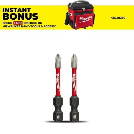 Milwaukee 48324961 2-Pack SHOCKWAVE™ Phillips #1 2" x 50mm  Power Impact Driver Bit