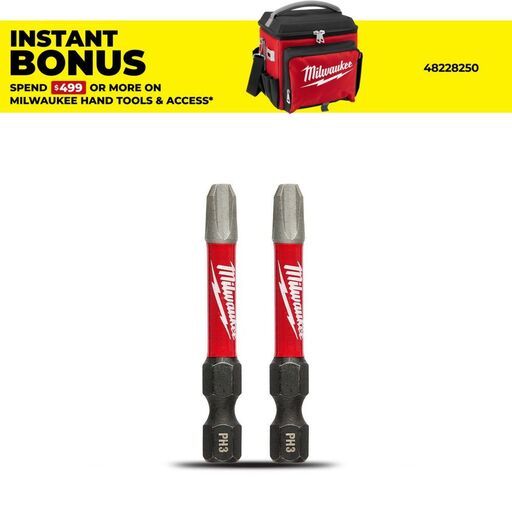 Milwaukee 48324963 2-Pack SHOCKWAVE™ Phillips #3 2" x 50mm Power Impact Driver Bit