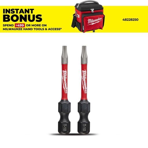 Milwaukee 48324982 2-Pack SHOCKWAVE™ Torx T10 2" x 50mm Power Impact Driver Bit