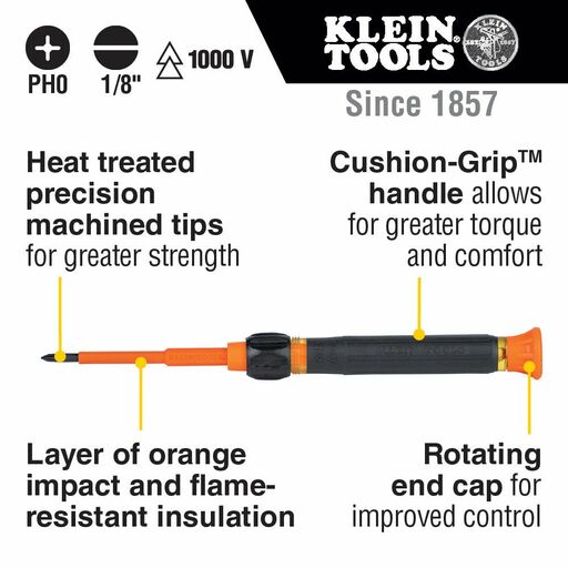 Klein A-32581INS 2-in-1 PH & Slotted Multi-Bit Electronics Screwdriver – image 4