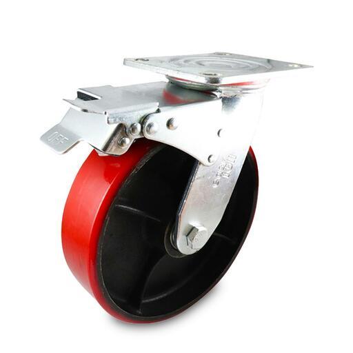 EHI J32TZ85K200H 200mm (8") 600kg J3 Series Urethane on Cast Iron Castor – image 2
