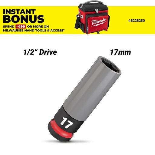 Milwaukee 49667802 1/2" Drive 17mm SHOCKWAVE Impact Duty Lug Nut Wheel Socket – image 1