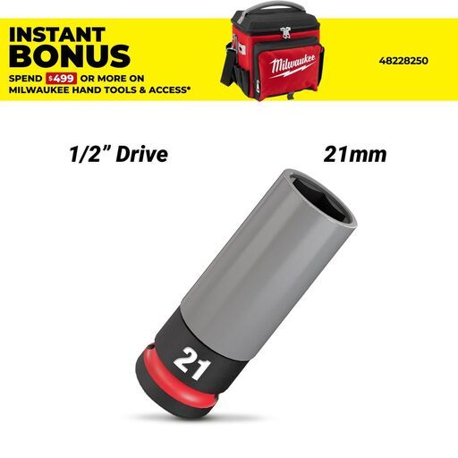 Milwaukee 49667806 1/2" Drive 21mm SHOCKWAVE Impact Duty Lug Nut Wheel Socket – image 1