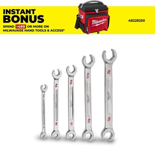 Milwaukee 48229470 5pce SAE Double End Flare Nut Wrench Set