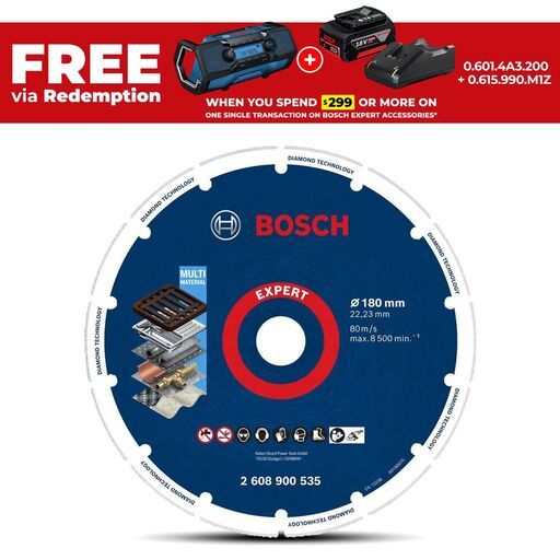 Bosch 2.608.900.535 EXPERT 180mm (7") Diamond Metal Cutting Disc Wheel