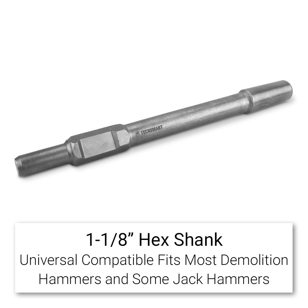 Techsmart THTAM40 30mm 1-1/8” Hex 65A Demolition Hammer Tamping Head with Shaft – image 3