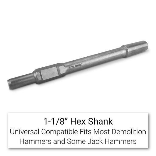 Techsmart THTAM40 30mm 1-1/8” Hex 65A Demolition Hammer Tamping Head with Shaft – image 3
