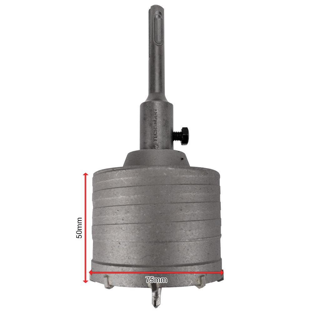 Techsmart THCT75 M16 75mm x 50mm SDS Plus TCT Hole Cutter Light Weight Core Bit – image 3