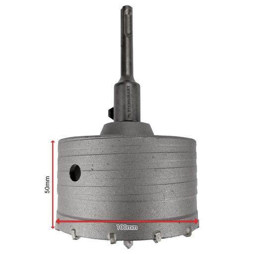 Techsmart THCT100 M16 100mm x 50mm SDS Plus TCT Hole Cutter Light Weight Core Bit – image 3