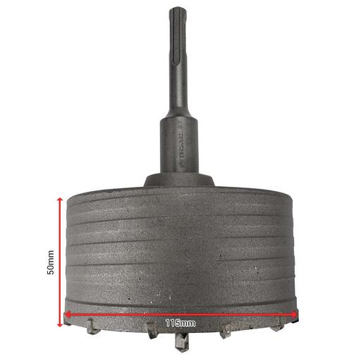 Techsmart THCT115 M16 115mm x 50mm SDS Plus TCT Hole Cutter Light Weight Core Bit – image 3