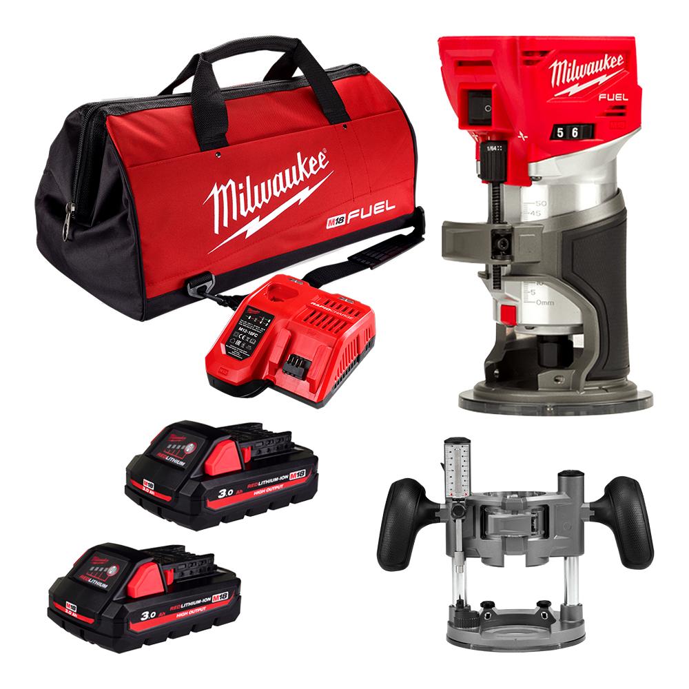 Milwaukee M18FTR302B 18V 3.0Ah Li ion Cordless Fuel Laminate Trimmer Combo Kit