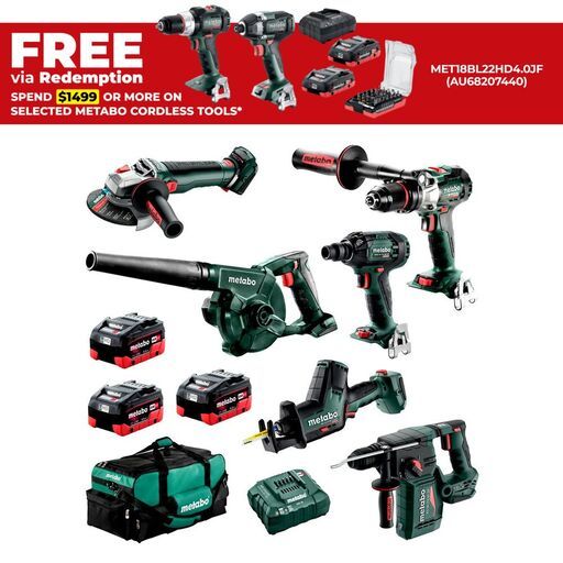 Metabo MET18MX6LB3HD5.5EY (AU68601150) 18V 5.5Ah Li-ion Cordless 6pce Combo Kit Including Brushless