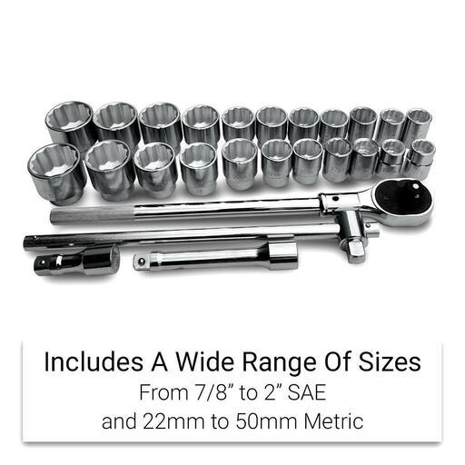 Daytona DSS2734 27pce 3/4" Drive 12 Point Metric 22-50mm & SAE 7/8"-2" Square Drive Socket Set – image 10