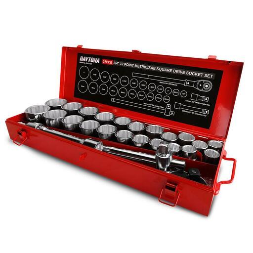 Daytona DSS2734 27pce 3/4" Drive 12 Point Metric 22-50mm & SAE 7/8"-2" Square Drive Socket Set – image 2