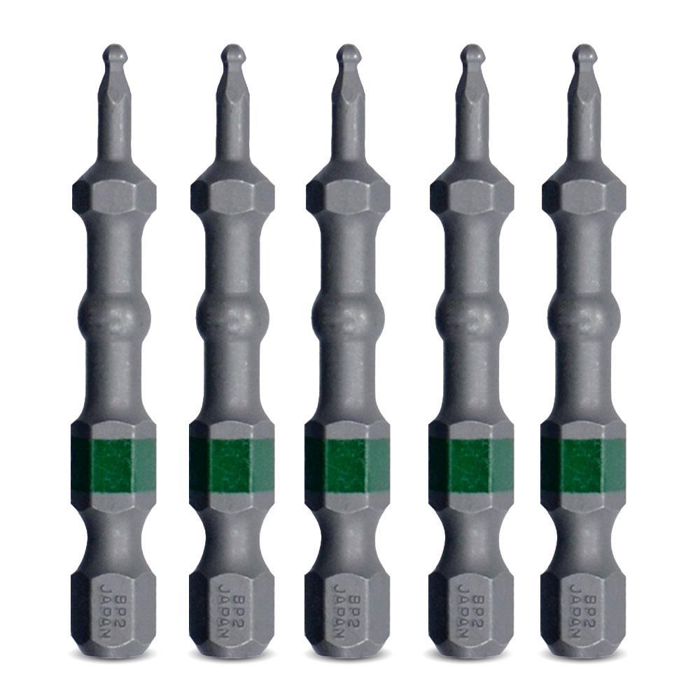 Xtorque XBP2HX50 5-Pack Hex 2 Ball Point 50mm Driver Bit Set