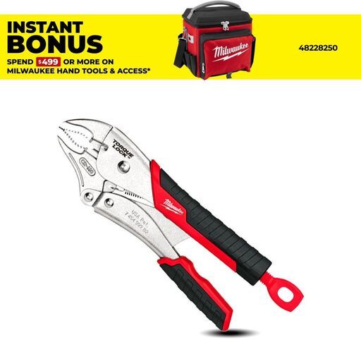 Milwaukee 48223410 254mm (10") Torque Lock Curved Jaw Locking Pliers with Durable Grip