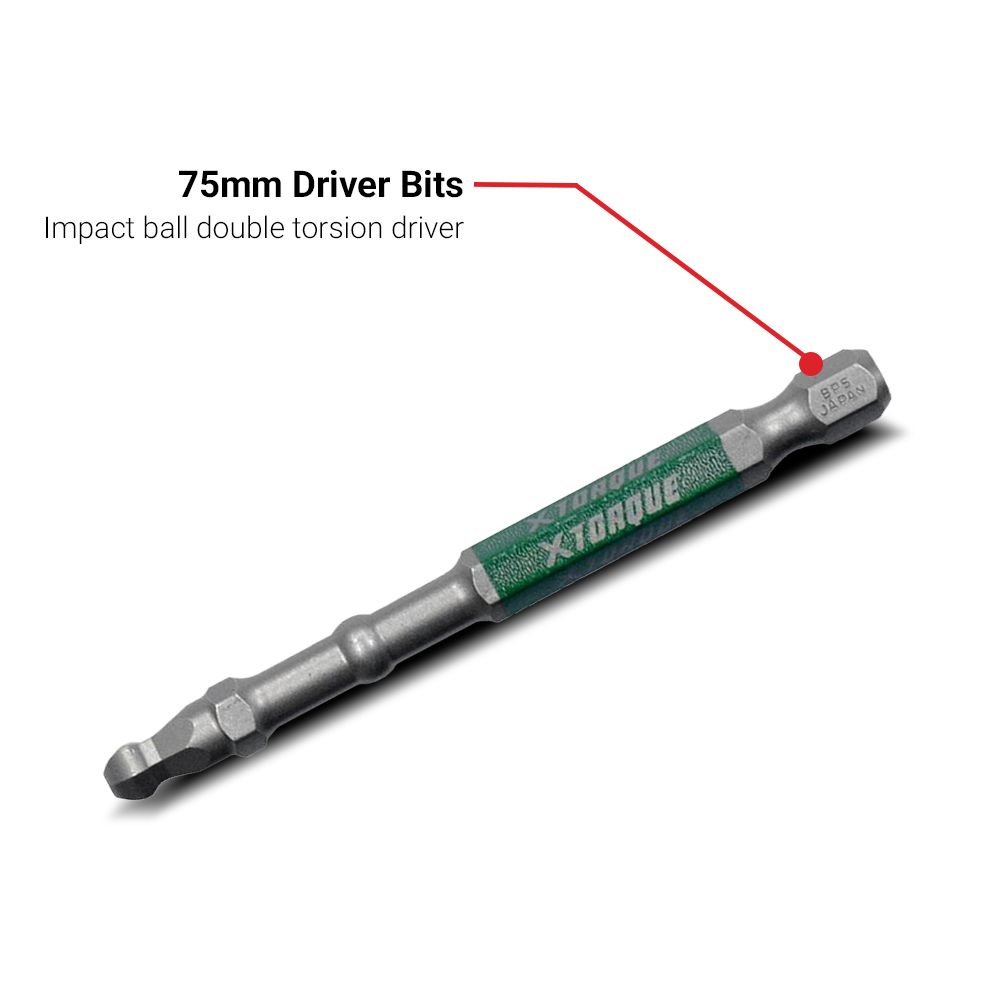 Xtorque XBP5HX75 5-Pack HEX 5 Ball Point 75mm Driver Bit Set – image 4