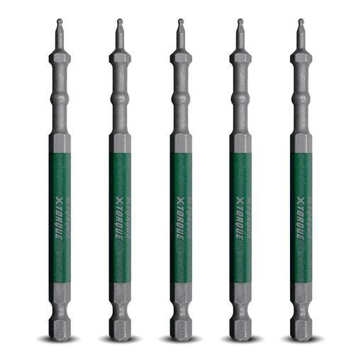 Xtorque XBP2HX100 5-Pack HEX 2 Ball Point 100mm Driver Bit Set