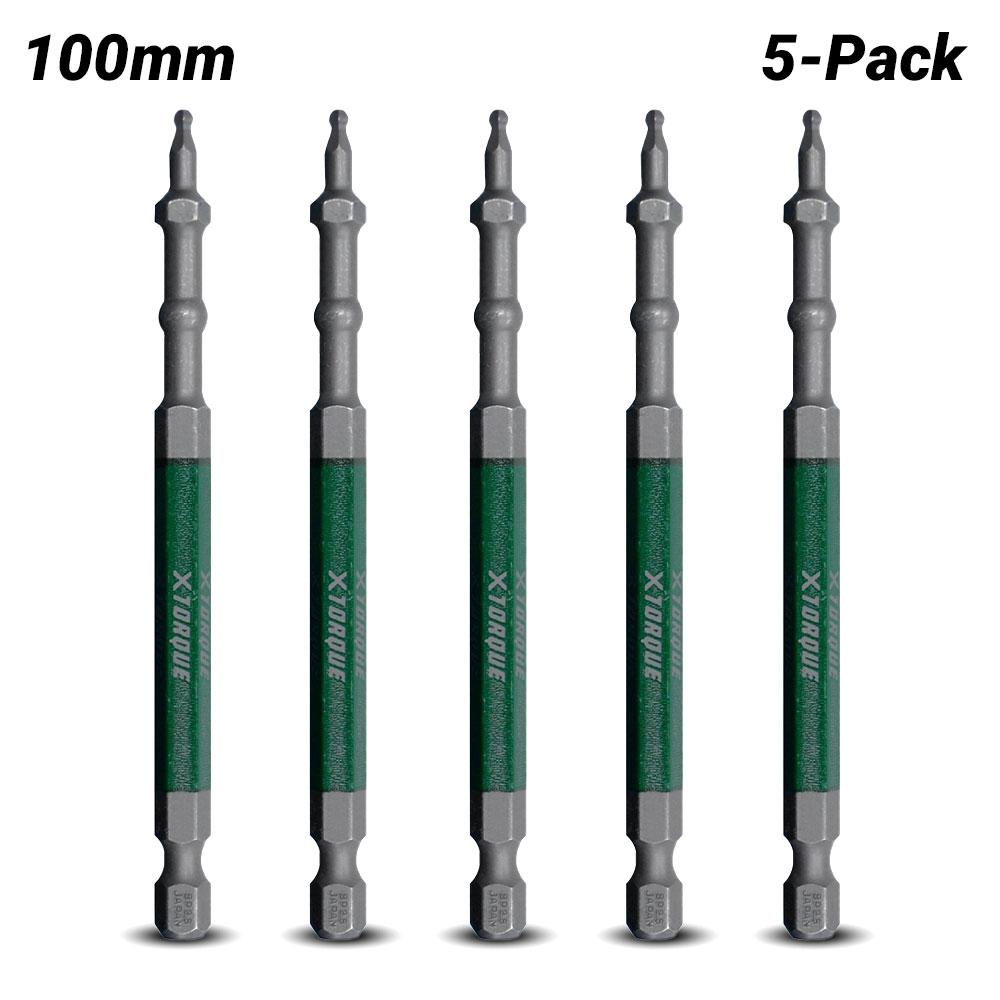 Xtorque XBP25HX100 5-Pack HEX 2.5 Ball Point 100mm Driver Bit Set – image 1