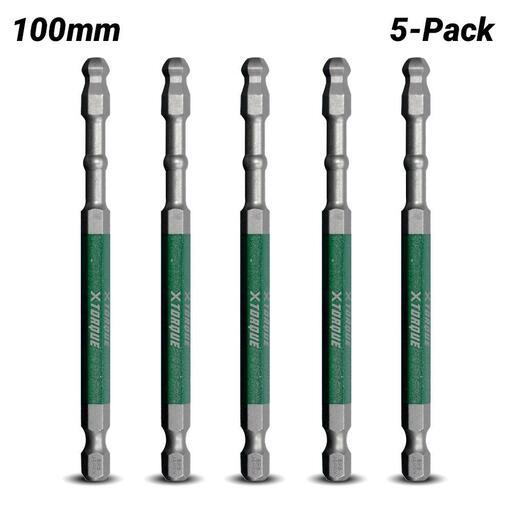 Xtorque XBP6HX100 5-Pack HEX 2.5 Ball Point 100mm Driver Bit Set