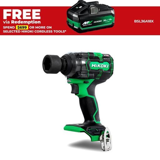 HiKOKI WR18DH(H4Z) 18V Li-ion Brushless Cordless IP56 1/2" Impact Wrench - Skin Only