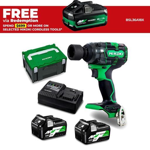 HiKOKI WR18DH(HRZ) 18V Li-ion Brushless Cordless IP56 12.7mm (1/2") Impact Wrench Kit