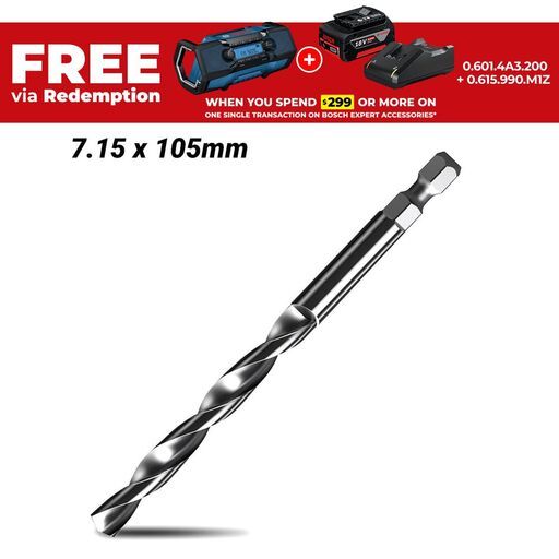 Bosch 2.608.900.528 EXPERT 7.15 x 105mm HSS-G Power Change Plus Pilot Drill Bit