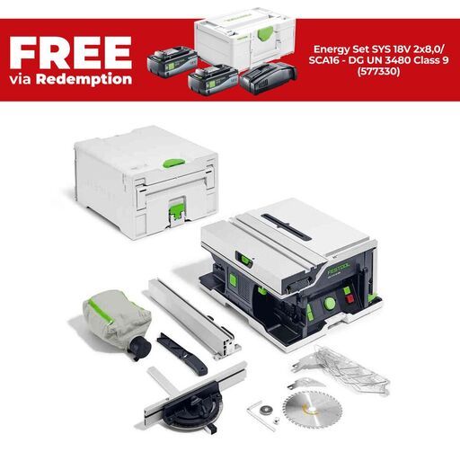 Festool CSC SYS 50 EBI Basic (576820) 36V (18V x 2)  Li-ion Cordless Brushless 168mm Systainer Table Saw - Skin Only