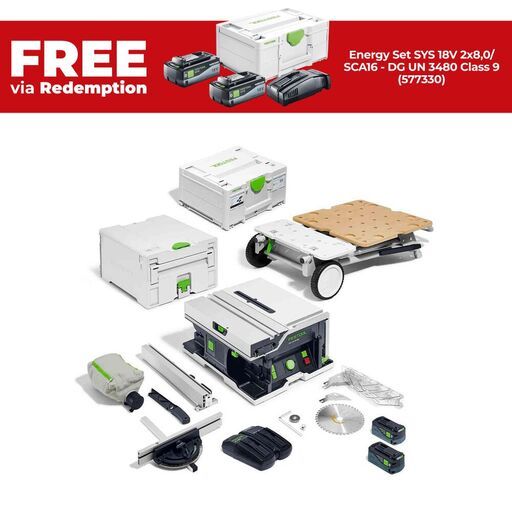 Festool CSC SYS 50 EBI-Set (577381) 36V (18V x 2) 5.2Ah Li-ion Cordless Brushless 168mm Systainer Table Saw Combo Kit