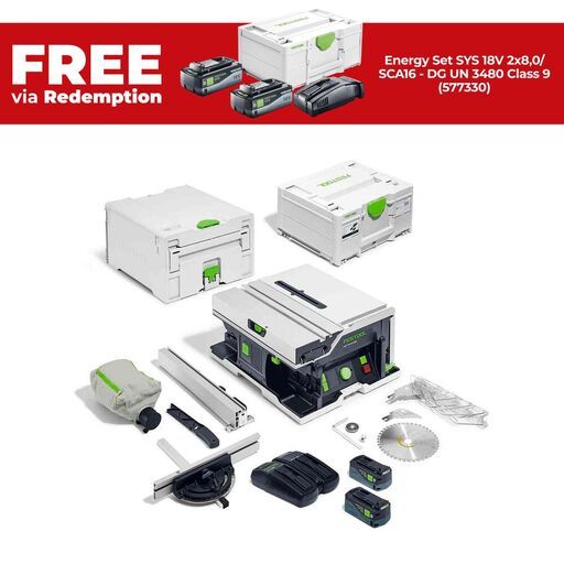 Festool CSC SYS 50 EBI-Plus (577376) 36V (18V x 2) 5.2Ah Li-ion Cordless Brushless 168mm Systainer Table Saw Combo Kit