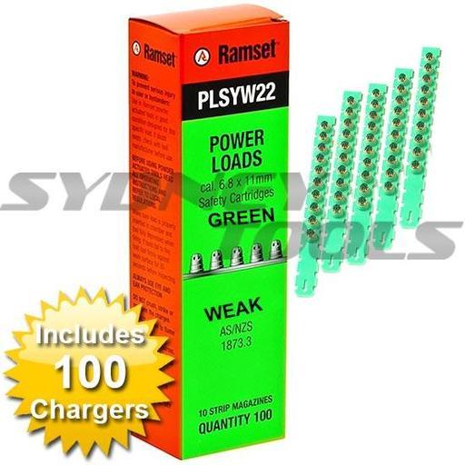 Ramset PLSGR22 Weak Safety Strip Cartridges Magazine (Green)