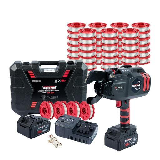 RAPIDTOOL TWG-1000B 18V 4.0Ah Li-ion Cordless Brushless 30mm - 60mm Rebar Tying Machine Combo Kit with 1000-Pack Galvanised Steel Tie Wire – image 2