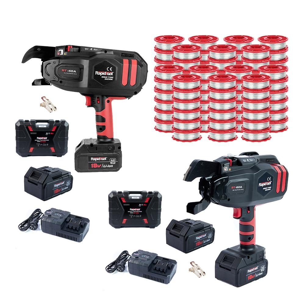 RAPIDTOOL TWG-2000E 18V 4.0Ah Li-ion Cordless Brushless Rebar Tying Machine Combo Kit x 2 with 2000-Pack Galvanised Steel Tie Wire – image 2