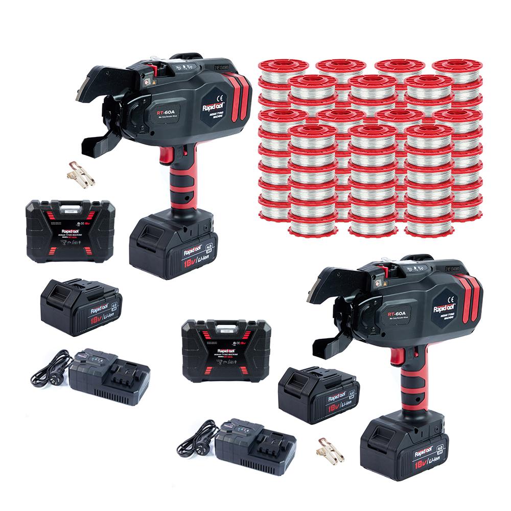 RAPIDTOOL TWG-2000D 18V 4.0Ah Li-ion Cordless Brushless Rebar Tying Machine Combo Kit x 2 with 2000-Pack Galvanised Steel Tie Wire – image 2