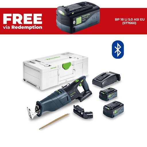 Festool RSC 18 5.0 EB-Plus (578293) 18V 5.0Ah Li-ion Cordless Brushless Reciprocating Saw with Systainer Bluetooth Combo Kit
