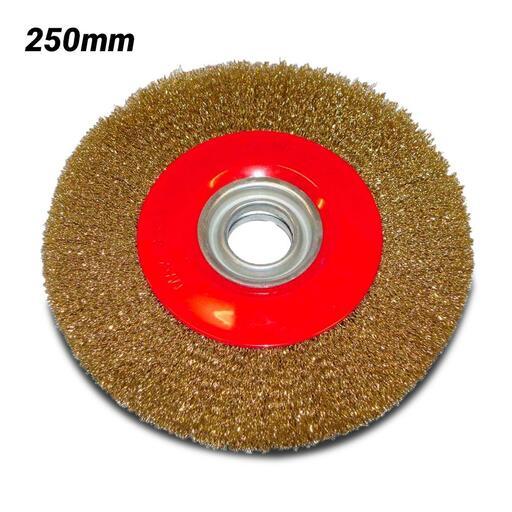 Linishall WW10 250mm X 25mm Crimped Brass Coated Wire Grinding Wheel Suits BG10