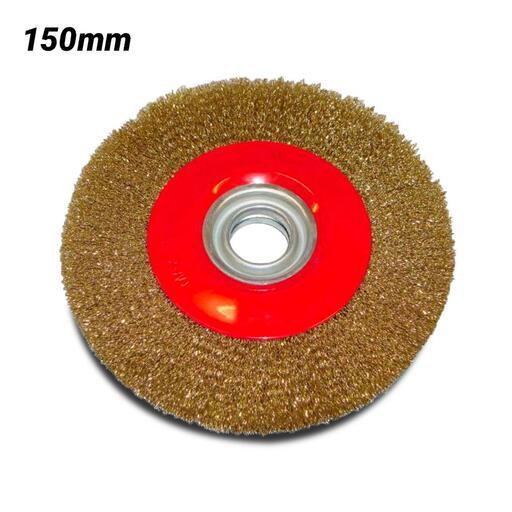 Linishall WW6 150mm x 20mm Crimped Brass Coated Wire Grinding Wheel 