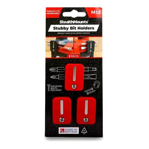 StealthMounts BH-M18-S-RED M18 Milwaukee 3-Pack Stubby Magnetic Red Drill Bit Holder – image 3