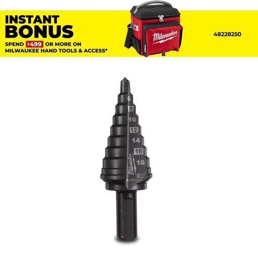 Milwaukee 48899372 4mm - 20mm M35 Cobalt AlCrN Step Drill Bit 