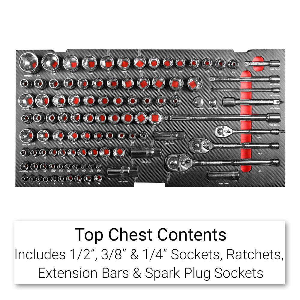Techsmart TTK206 206pce Metric/SAE 6 Drawer Black Tool Chest