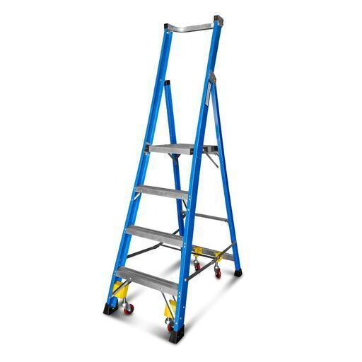 Climbrite CSTEP4 1.2m 4-Step Fibreglass Platform Ladder On Wheels