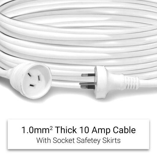Bayer BWE10M 10m x 1.0mm² 250V 10A White Household Duty Extension Lead – image 3